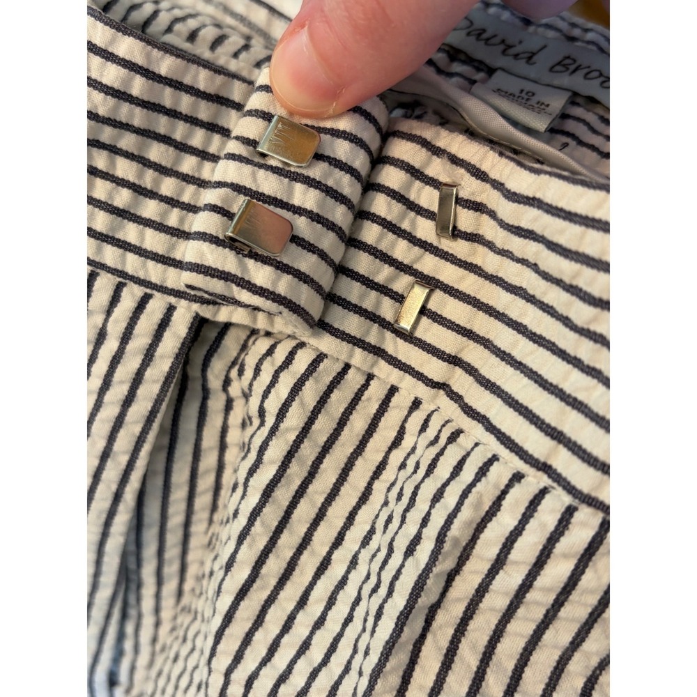 David Brooks Seersucker Pants Womens 10 Blue White Striped Preppy Straight Leg - Picture 4 of 5